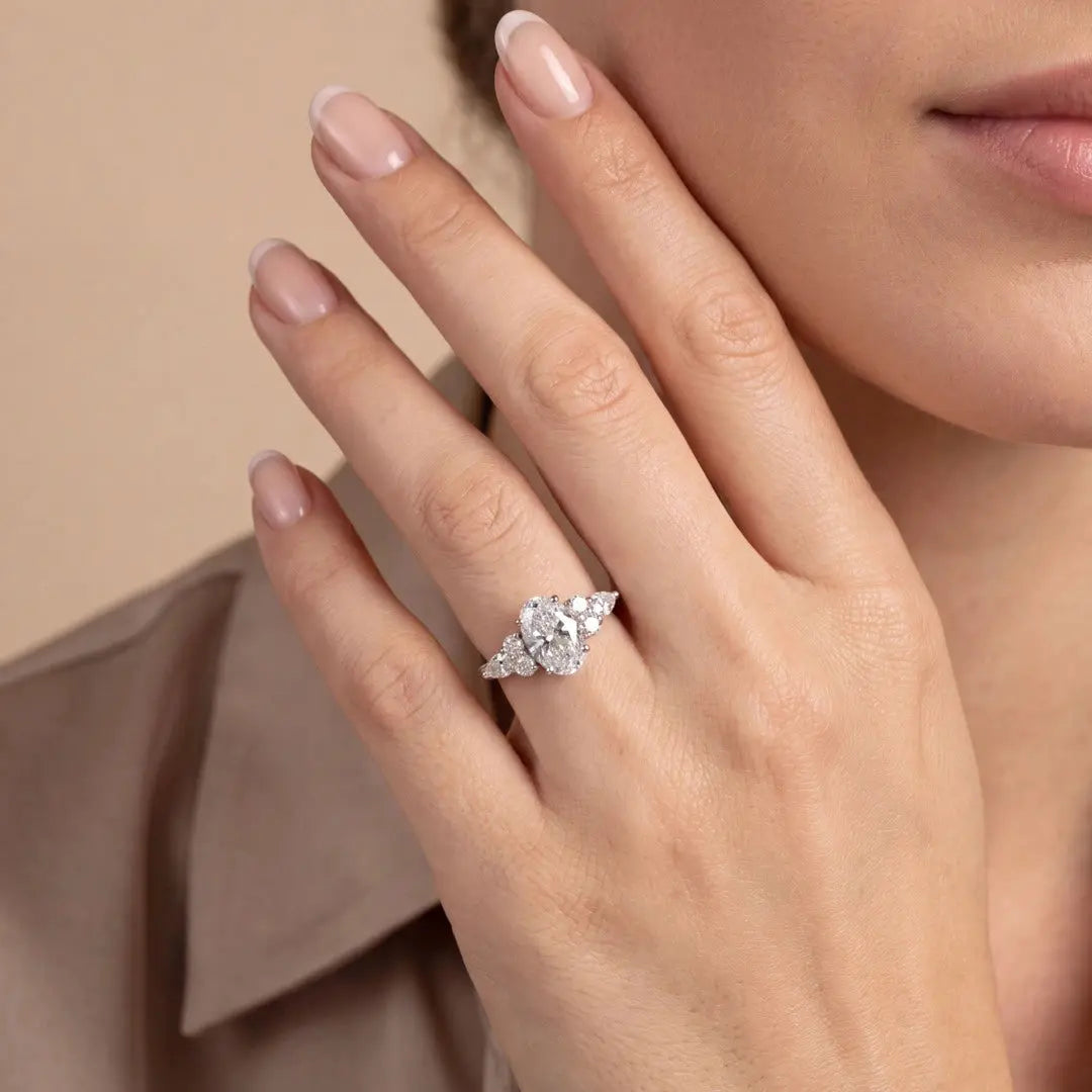 2 CT Oval Shaped Round Lab Diamond Ring Lifestyle Image