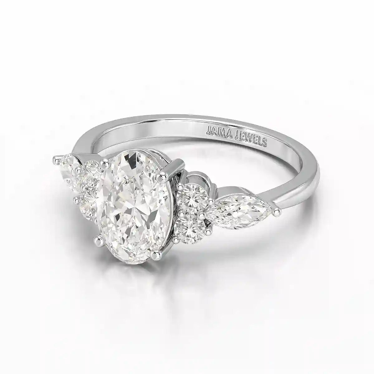 2 CT Oval Shaped Round Lab Diamond Ring