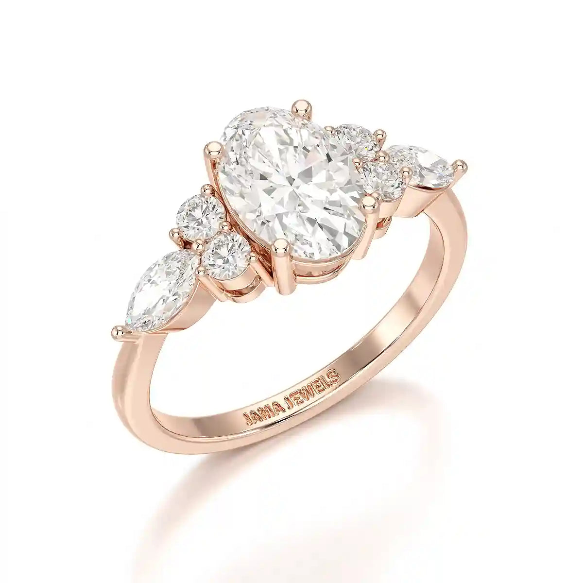 2 CT Oval Shaped Round Lab Diamond Ring