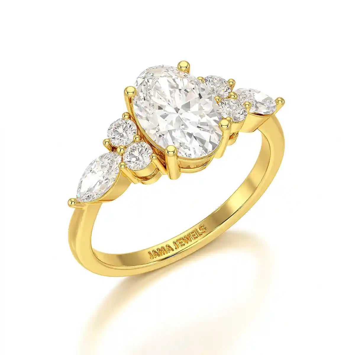 2 CT Oval Shaped Round Lab Diamond Ring