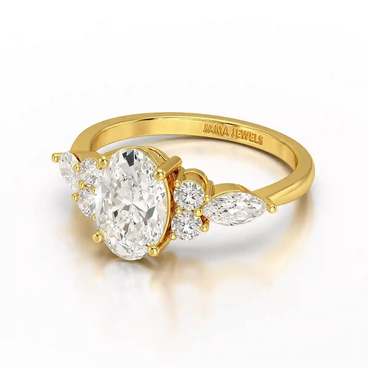 2 CT Oval Shaped Round Lab Diamond Ring