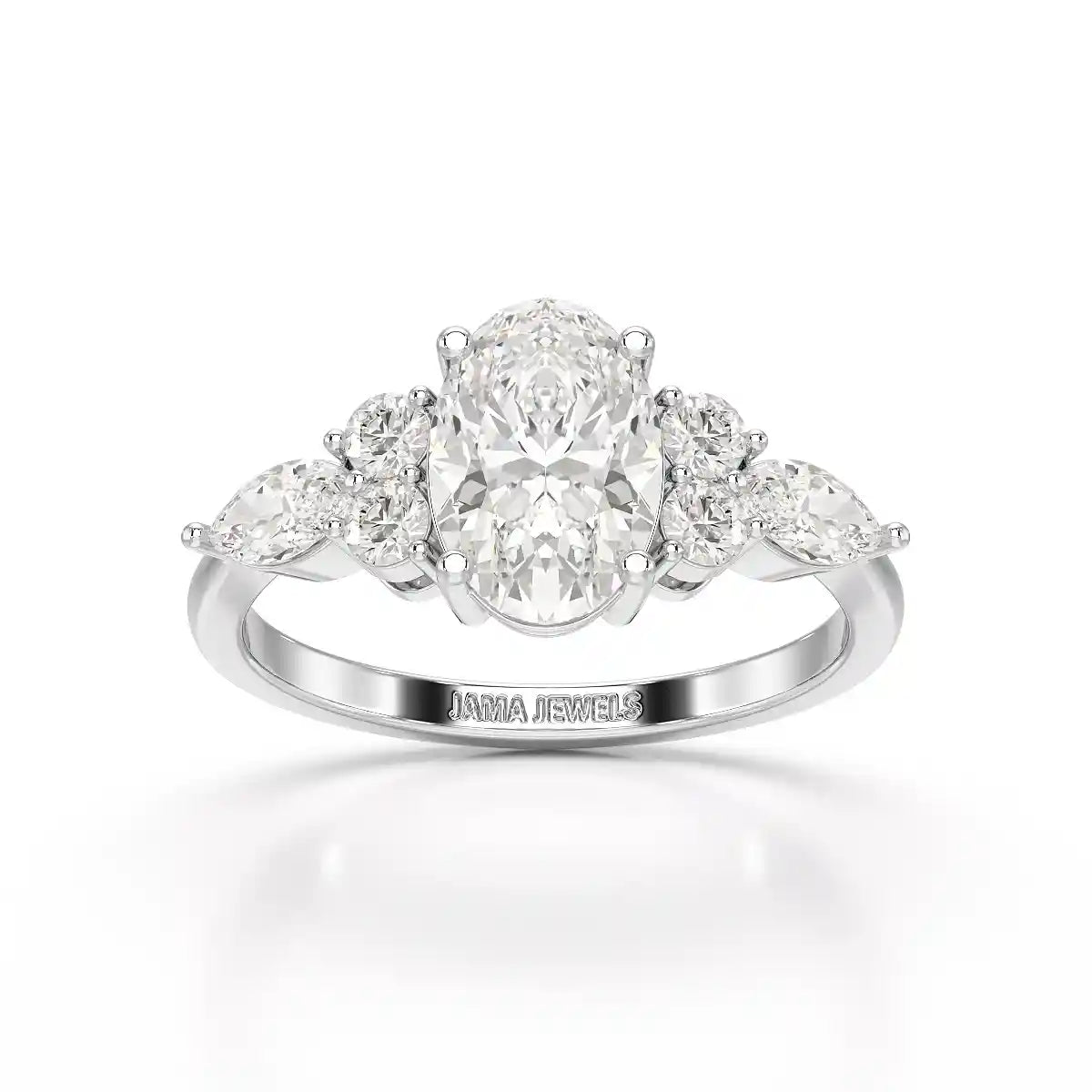 2 CT Oval Shaped Round Lab Diamond Ring