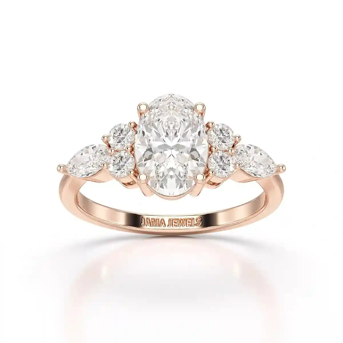 2 CT Oval Shaped Round Lab Diamond Ring