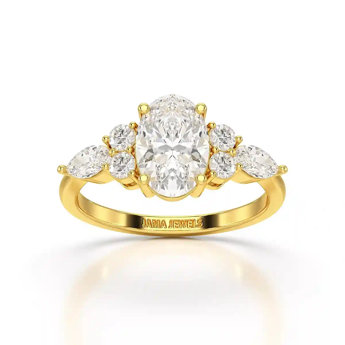 2 CT Oval Shaped Round Lab Diamond Ring