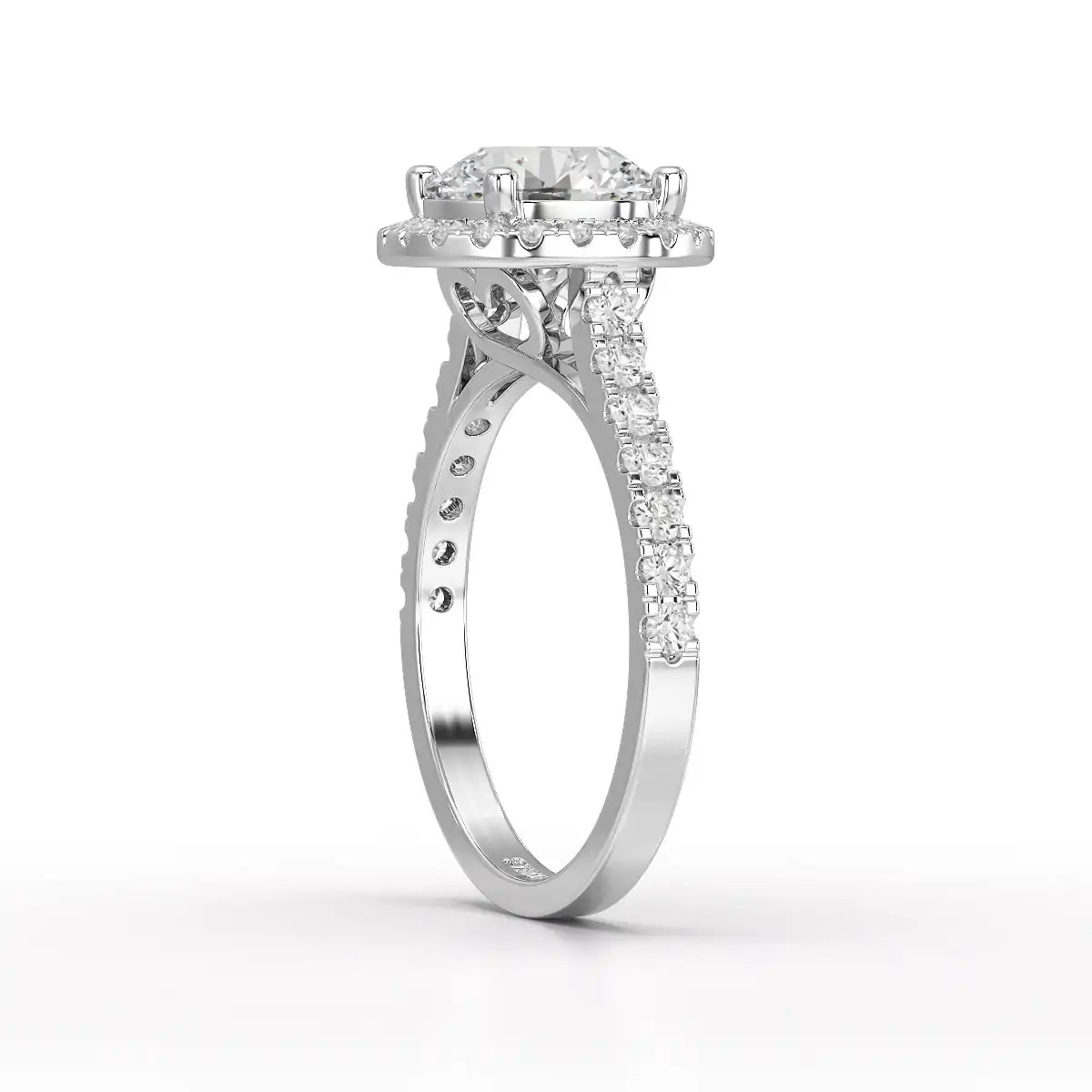 2.5 CT Round Cut Halo Lab Diamond Ring