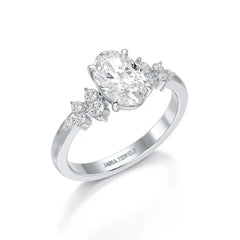 1.80 CT Oval Cut Ring with Round Side Diamonds