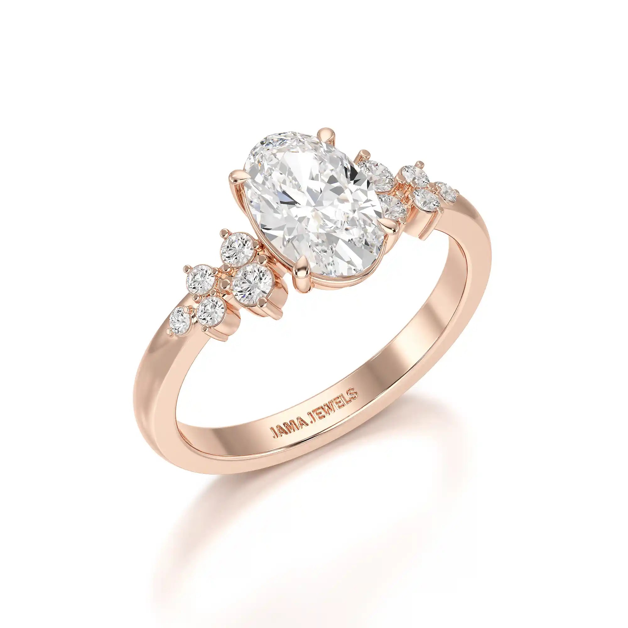 1.80 CT Oval Cut Ring with Round Side Diamonds