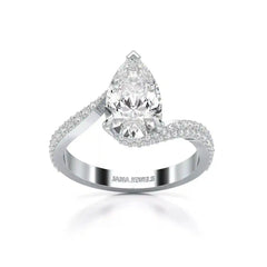 2.55 CT Pear Cut Twisted Ring with Round Diamonds