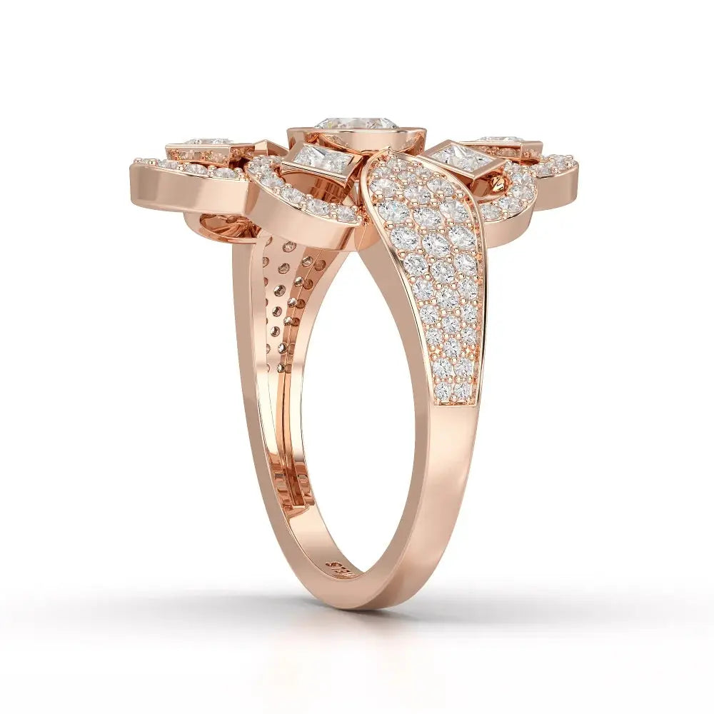 1.70 CT Princess & Round Diamonds Floral Cluster Ring Jama Jewels