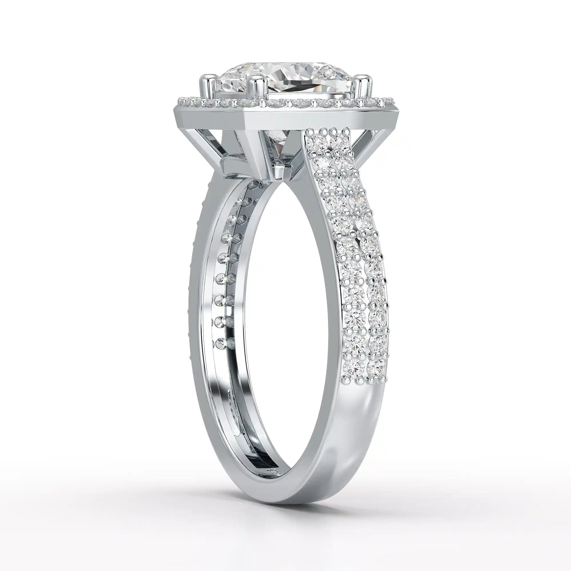 2.50 CT Cushion Cut Ring with Round Diamonds