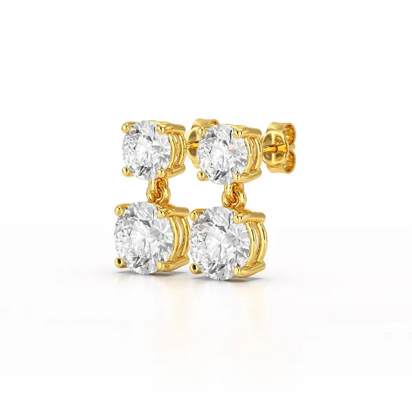 Simple Round Cut 6.34 CT Lab Diamond Drop Earring