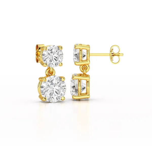 Simple Round Cut 6.34 CT Lab Diamond Drop Earring