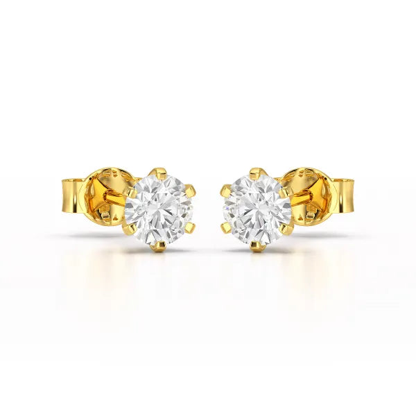 Simple Stud 0.87 CT Round Lab Diamond Earrings - Jama Jewels 