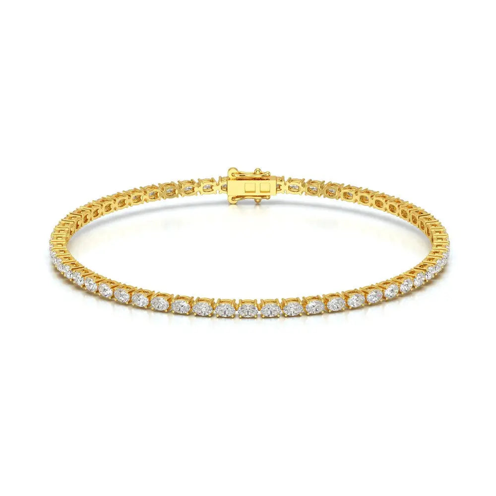 5.16 CT Oval Cut Diamond Tennis Bracelet Yellow Gold
