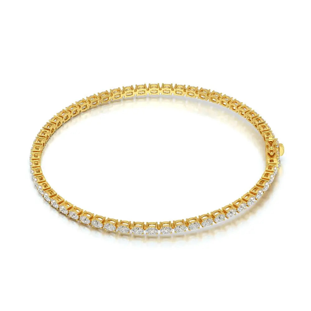 5.16 CT Oval Cut Diamond Tennis Bracelet Yellow Gold