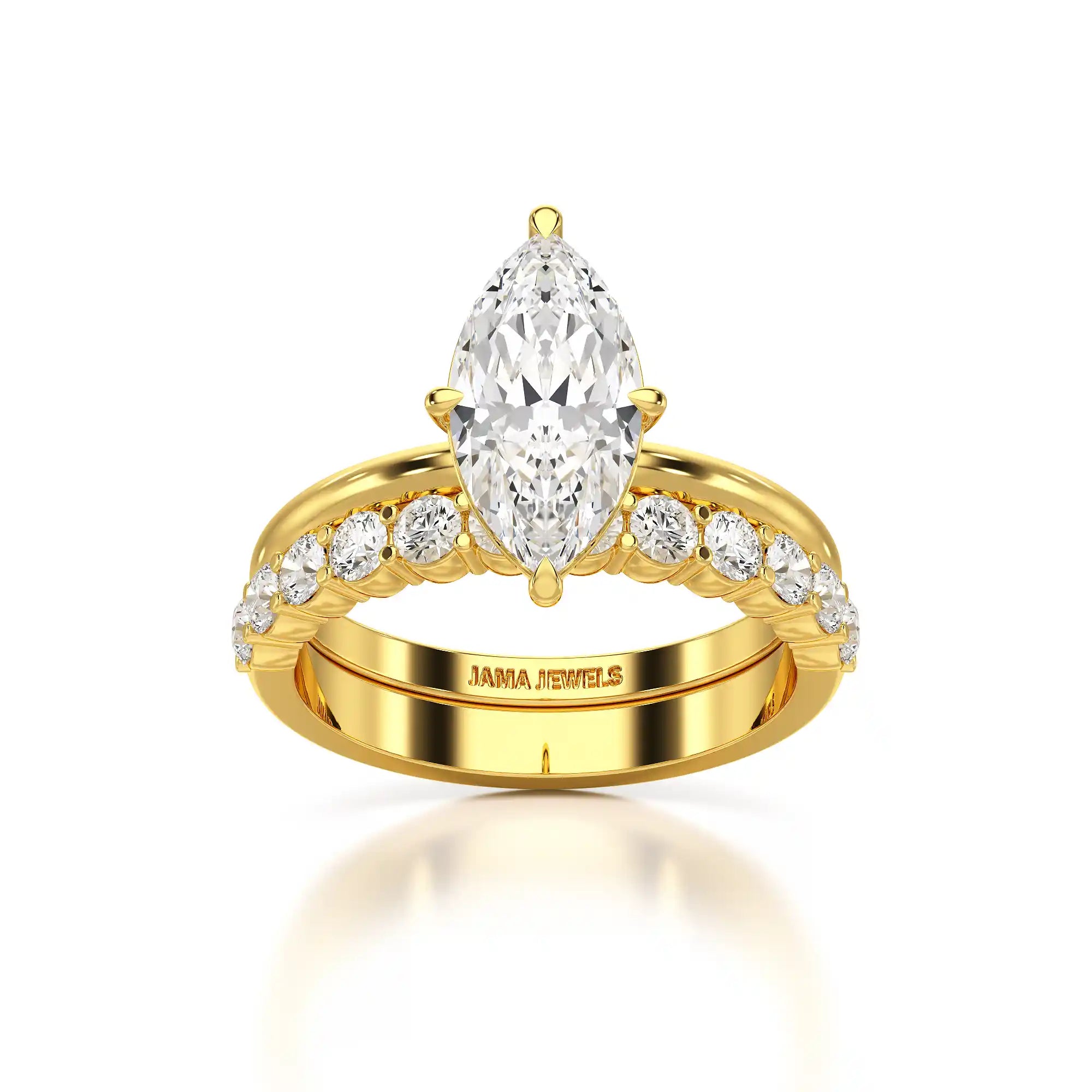 2.65 CT Marquise Cut Double Solitaire Ring with Side Diamonds