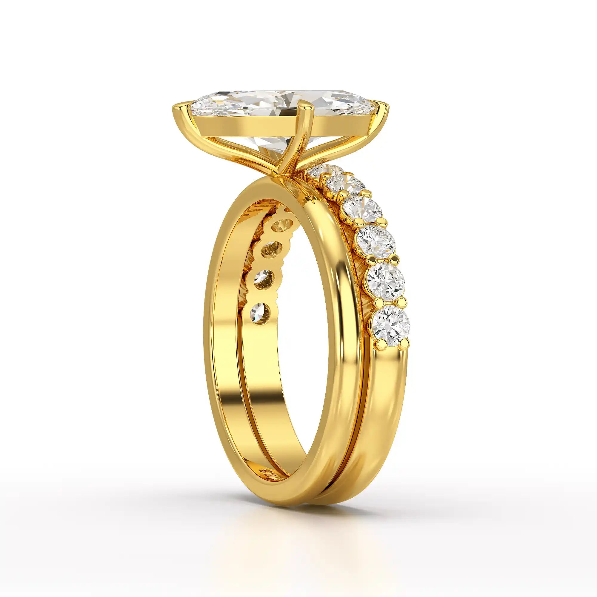2.65 CT Marquise Cut Double Solitaire Ring with Side Diamonds