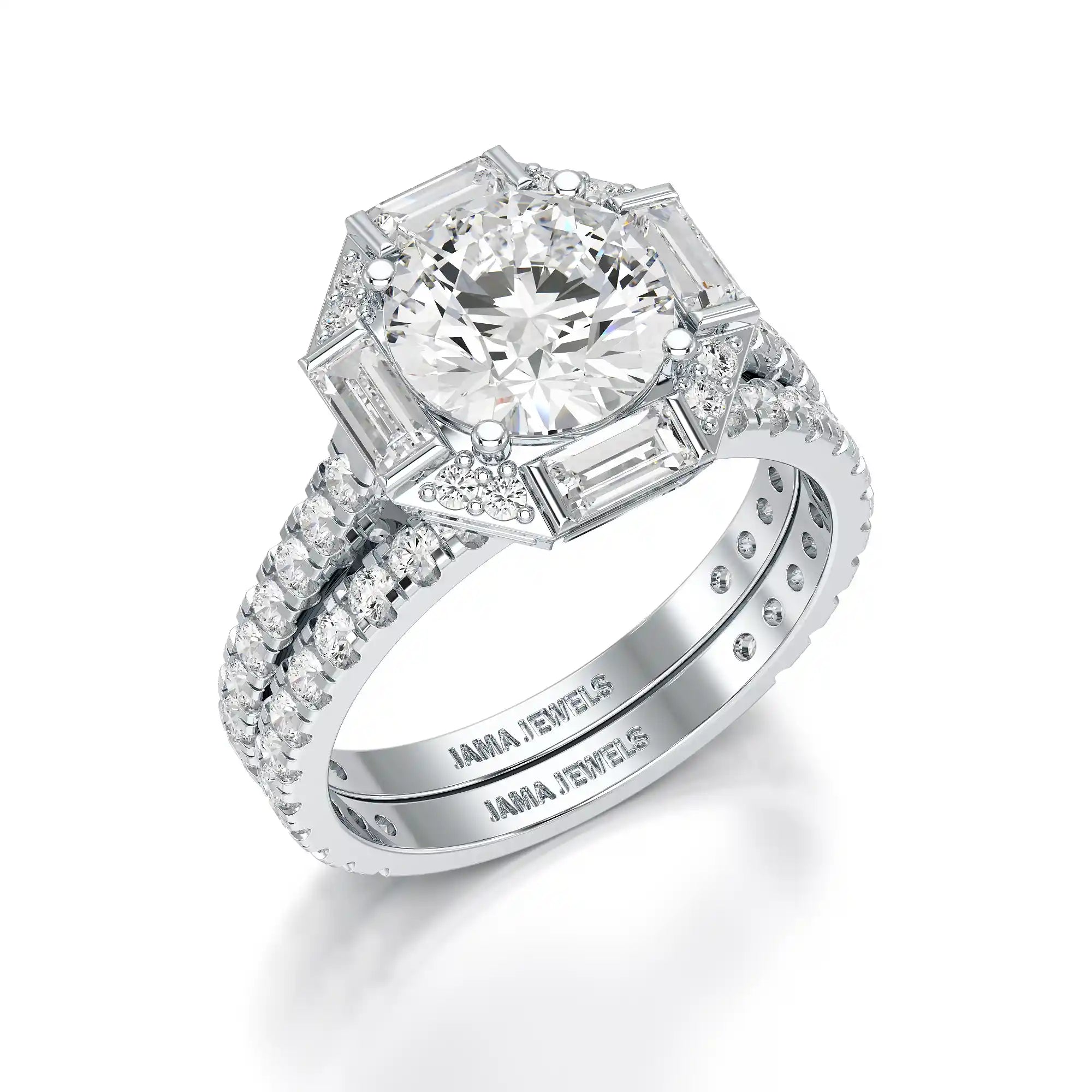 3.35 CT Octagonal Halo Lab Diamond Ring