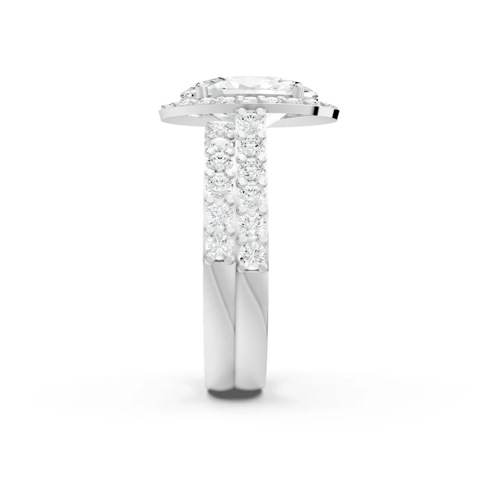 3.05 CT Oval Cut Twin Ring with Round Diamonds