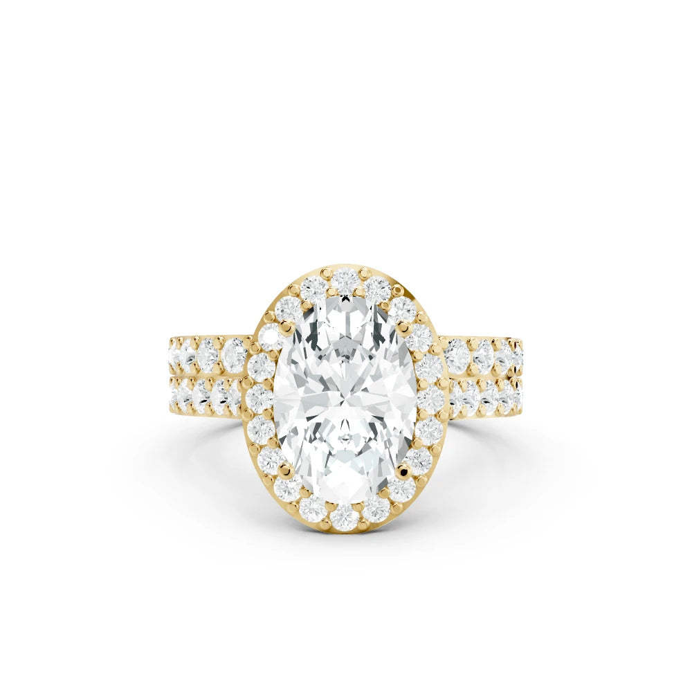 3.05 CT Oval Cut Twin Ring with Round Diamonds
