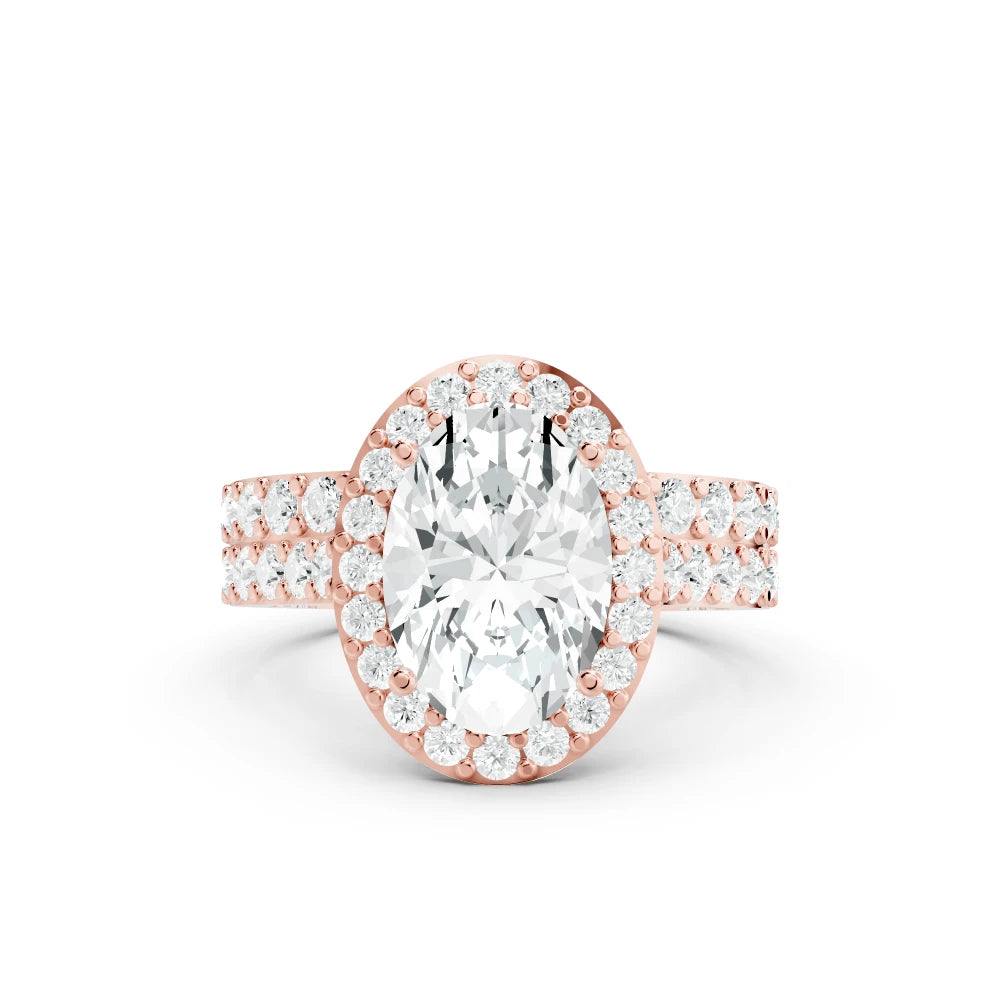 3.05 CT Oval Cut Twin Ring with Round Diamonds