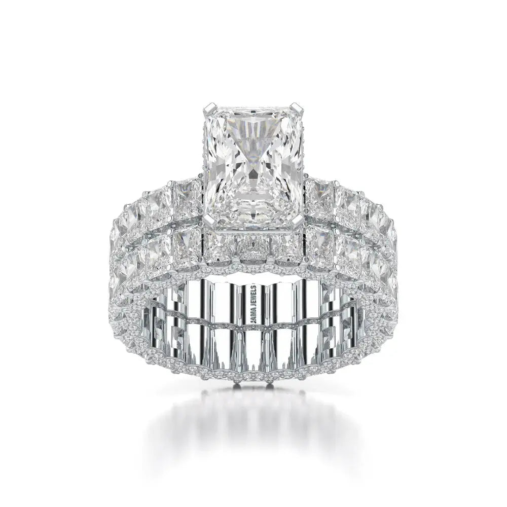 8.70 CT Classic Radiant Cut Diamond Twin Ring Jama Jewels