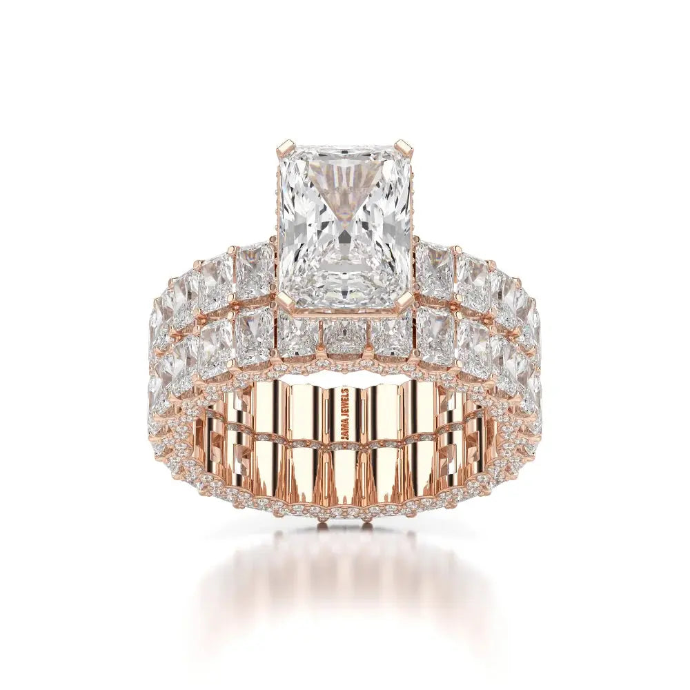 8.70 CT Classic Radiant Cut Diamond Twin Ring Jama Jewels