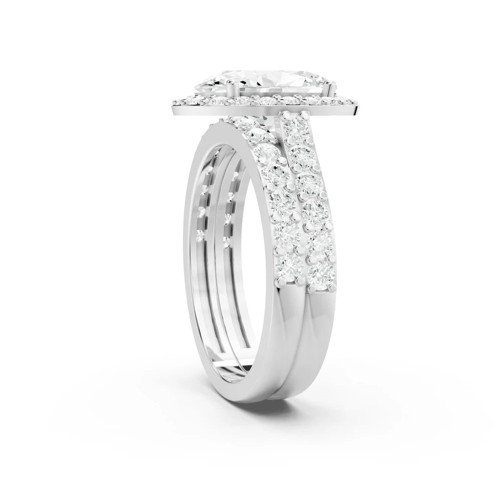 3.05 CT Oval Cut Twin Ring with Round Diamonds
