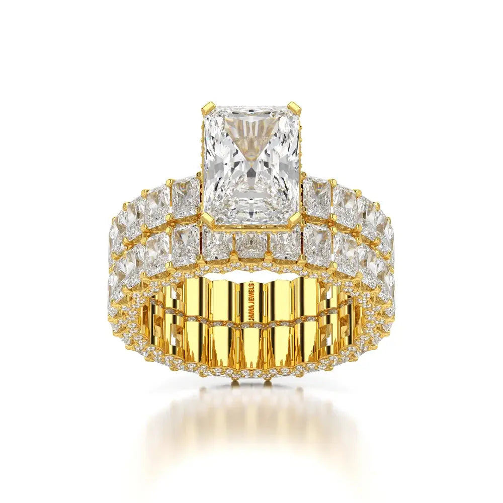 8.70 CT Classic Radiant Cut Diamond Twin Ring Jama Jewels
