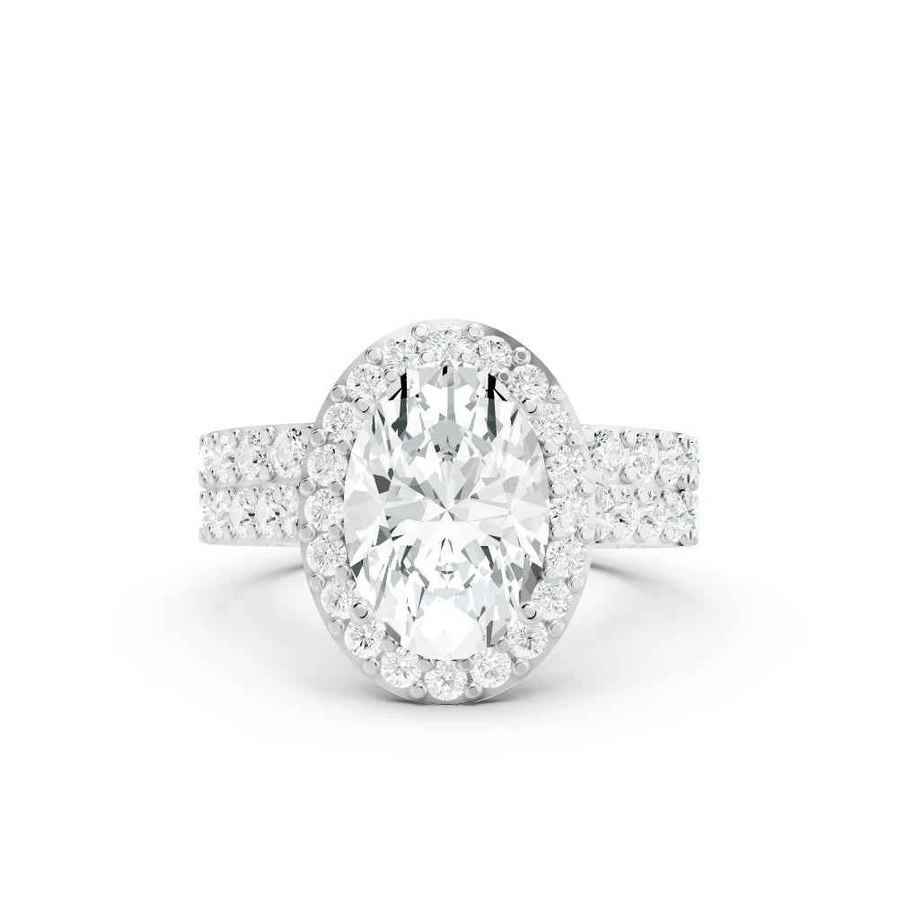 3.05 CT Oval Cut Twin Ring with Round Diamonds