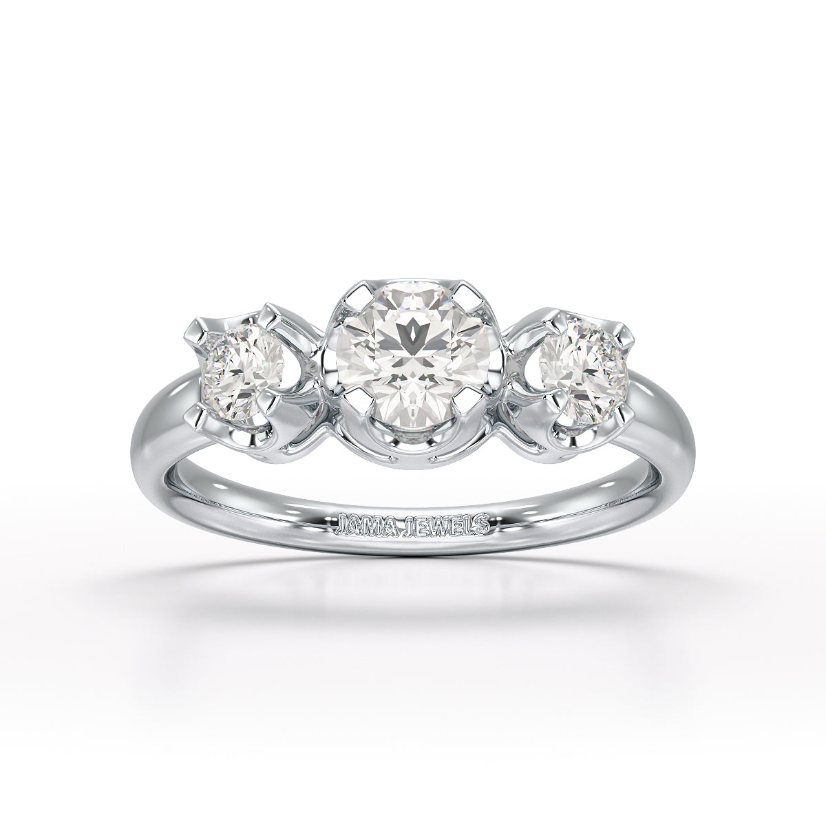 0.85 CT Round Thin Lab Grown Diamond Ring - Jama Jewels 