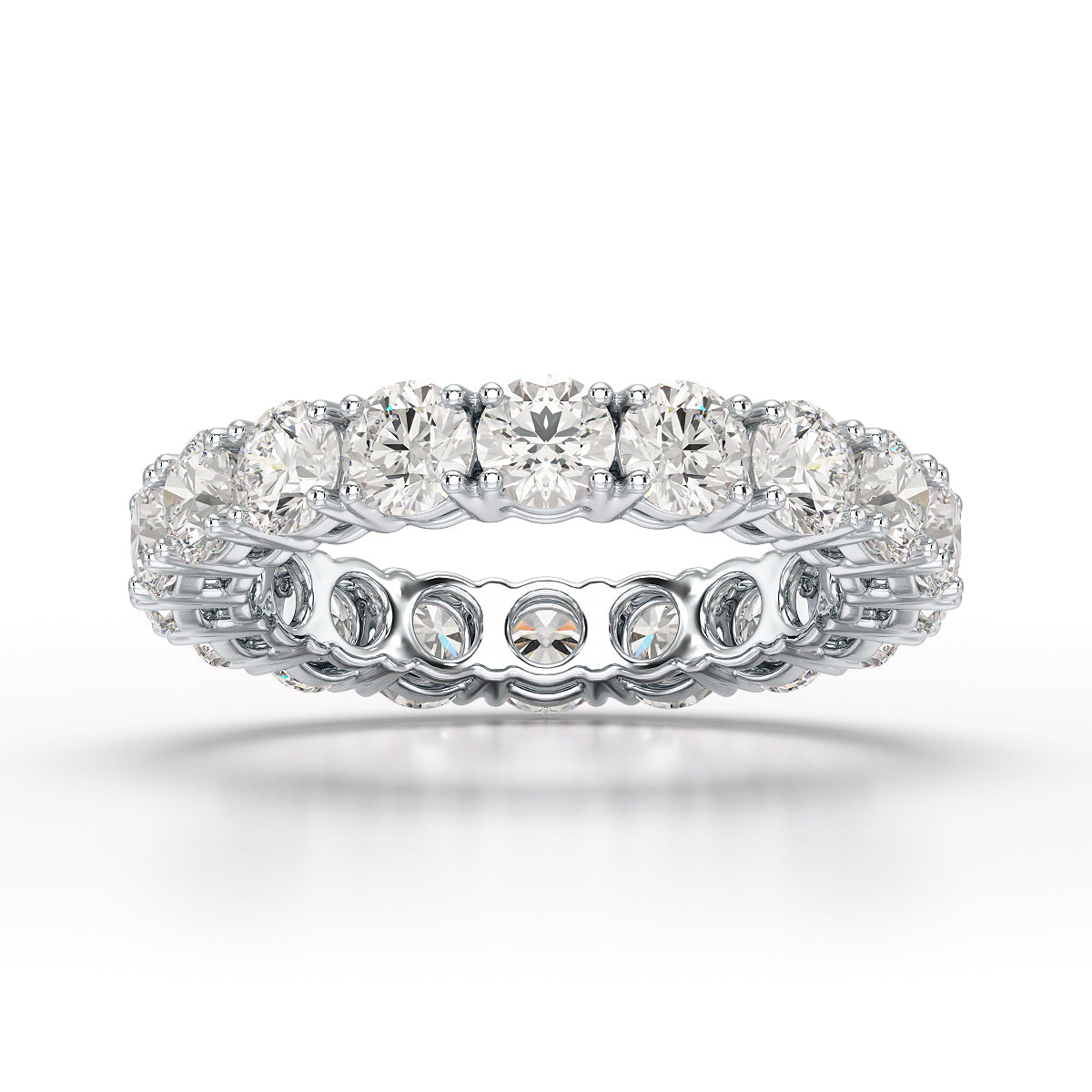 3.69 CT Full Classic Round Cut Lab Diamonds Engagement Ring - Jama Jewels 