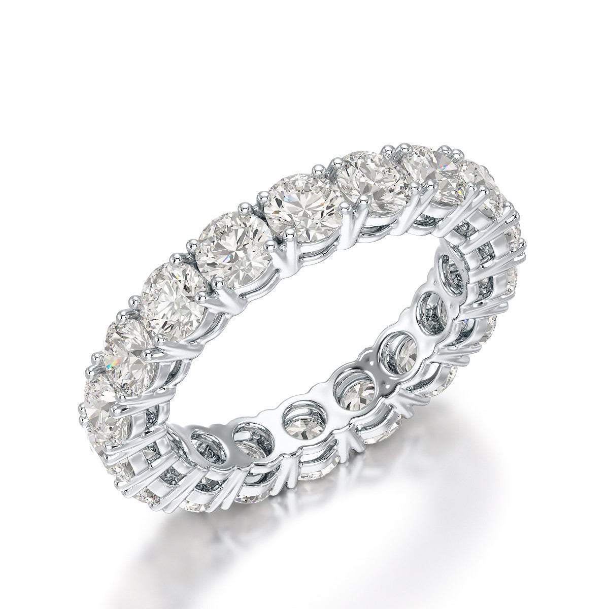 3.69 CT Full Classic Round Cut Lab Diamonds Engagement Ring - Jama Jewels 