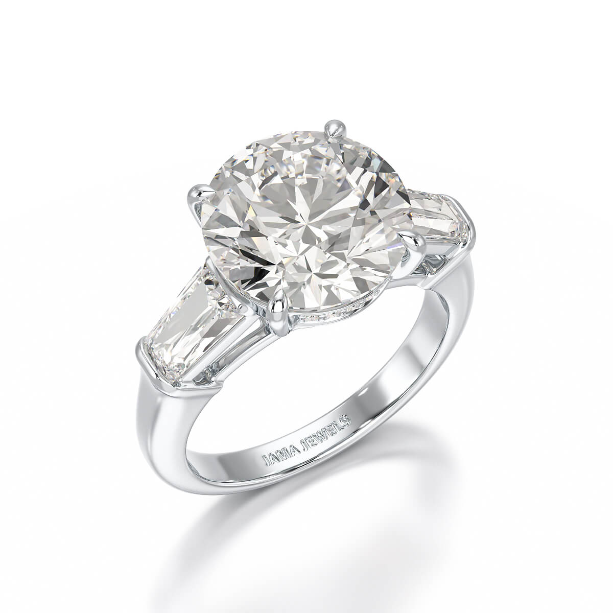 6.56 CT Three Stone Lab Diamond Ring - Jama Jewels 