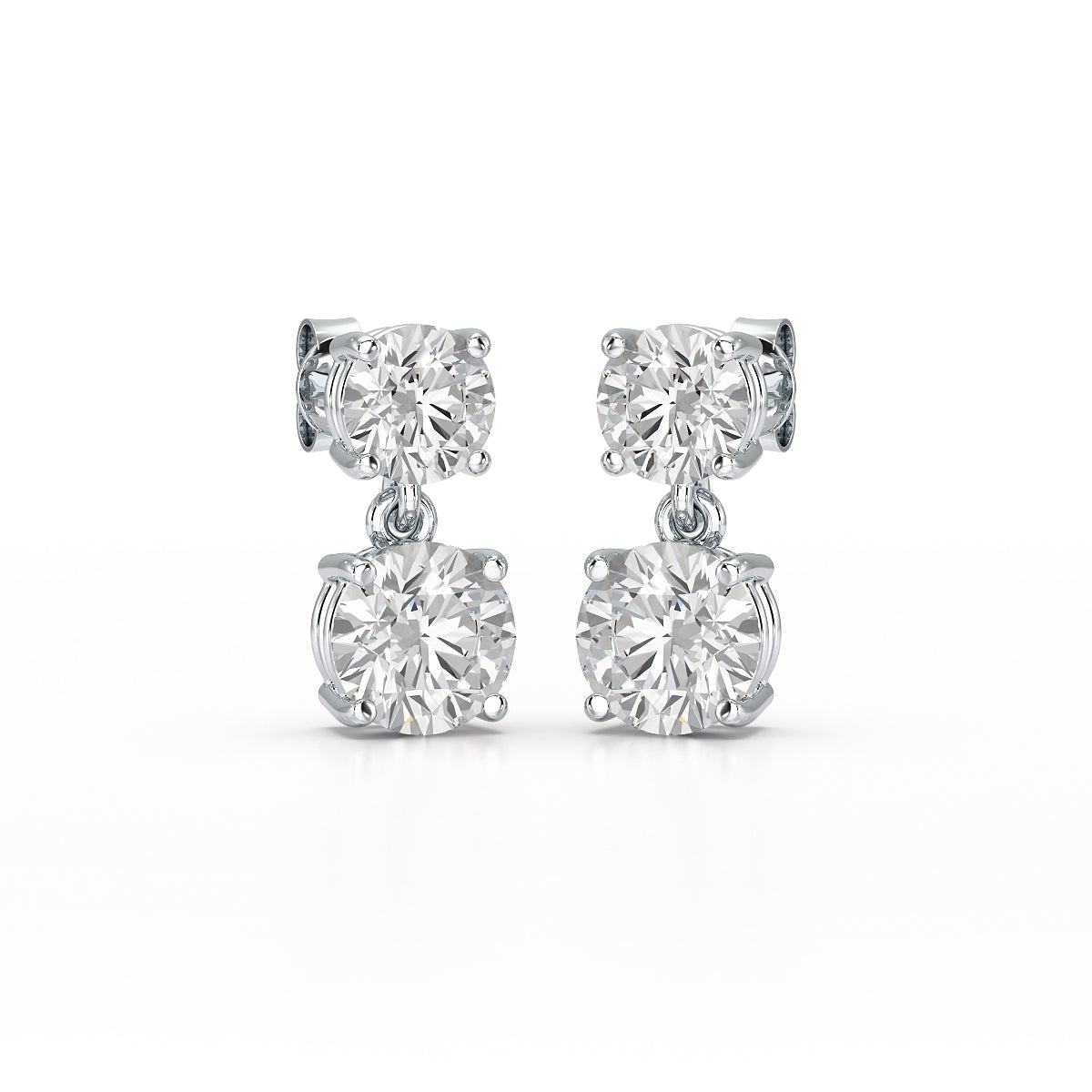 Simple Round Cut 6.34 CT Lab Diamond Drop Earring