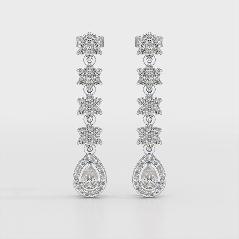 1.48 CT Pear Cut Drop Lab Diamond Earring