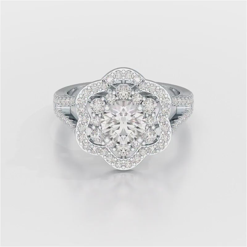 1.95 CT Round Cut Halo Lab Diamond Ring