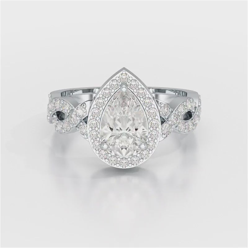 2.04 CT Pear Cut Halo Lab Diamond Ring