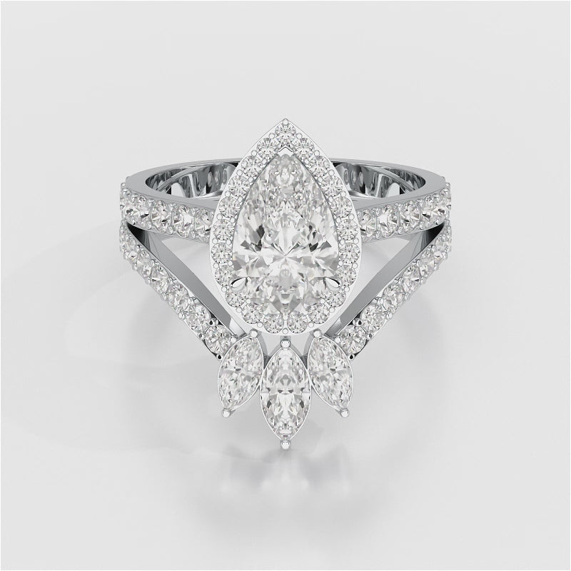 3 CT Marquise and Pear Cut Double Layer Lab Diamond Ring