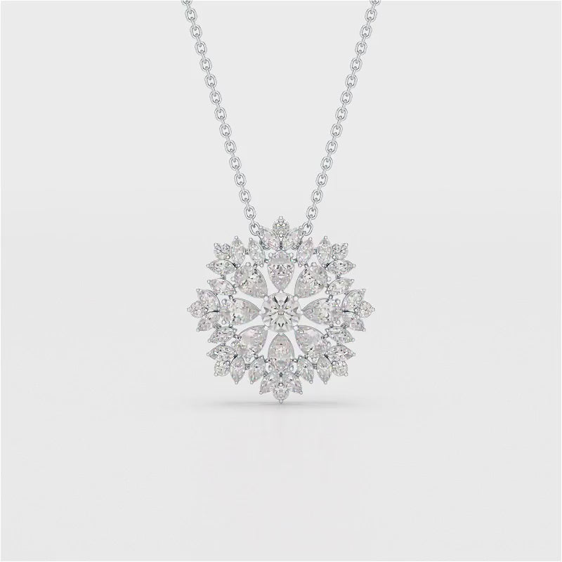 3.67 CT Lab Diamond Multi Shape Chain Pendant
