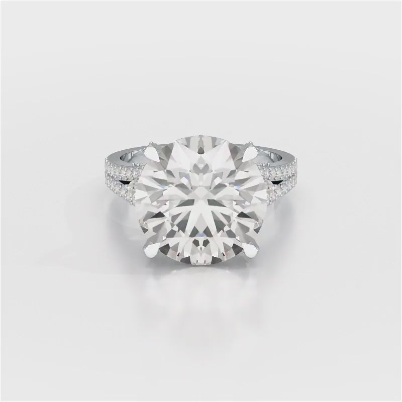9.29 CT Halo Pave Lab Diamond Engagement Ring