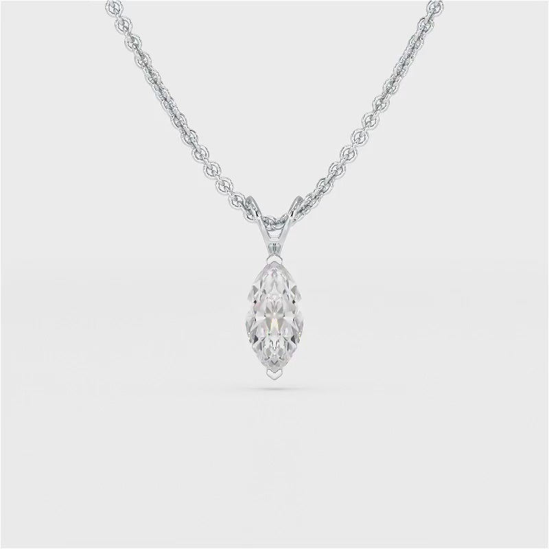 1 CT Lab Grown Diamond Marquise Solitaire Pendant