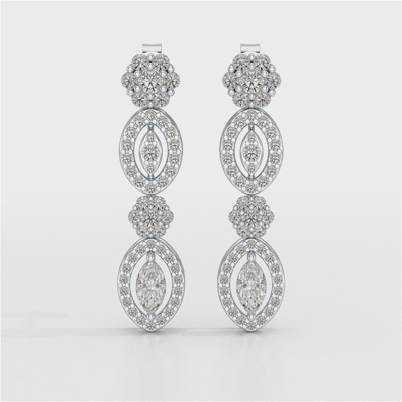 1.74 CT Marquise Cut Lab Diamond Drop Earring