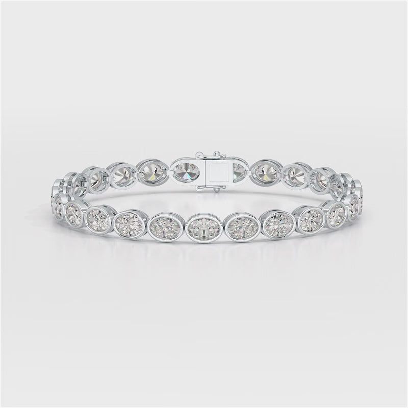 11.50 CT Oval Cut Diamond Bezel Tennis Bracelet