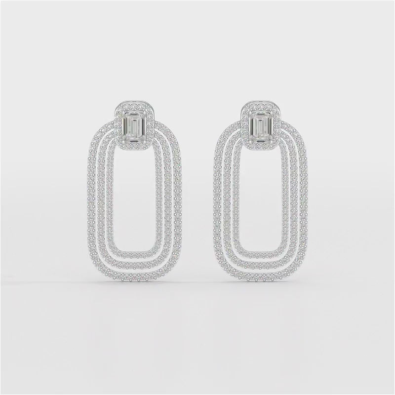 4.46 CT Lab Diamond Halo Drop Earrings