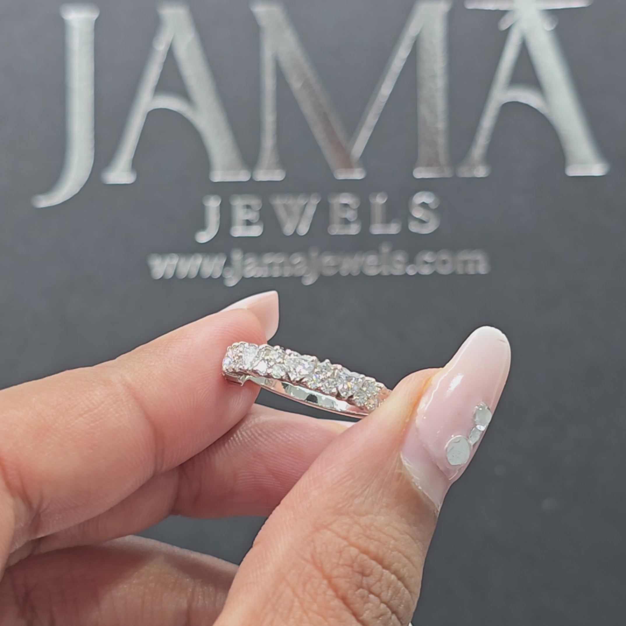 0.85 CT Half Eternity Ring with Heart & Round Cut Diamonds(Ready for Delivery)