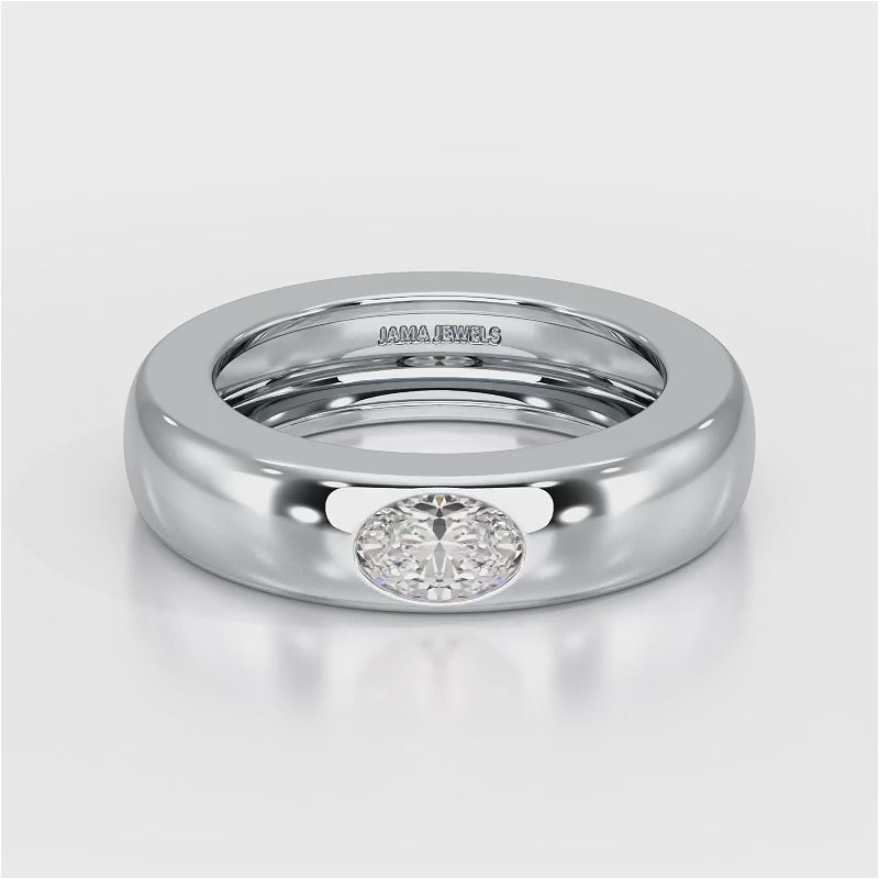 0.5 CT Oval Lab Diamond Simple Wedding Band