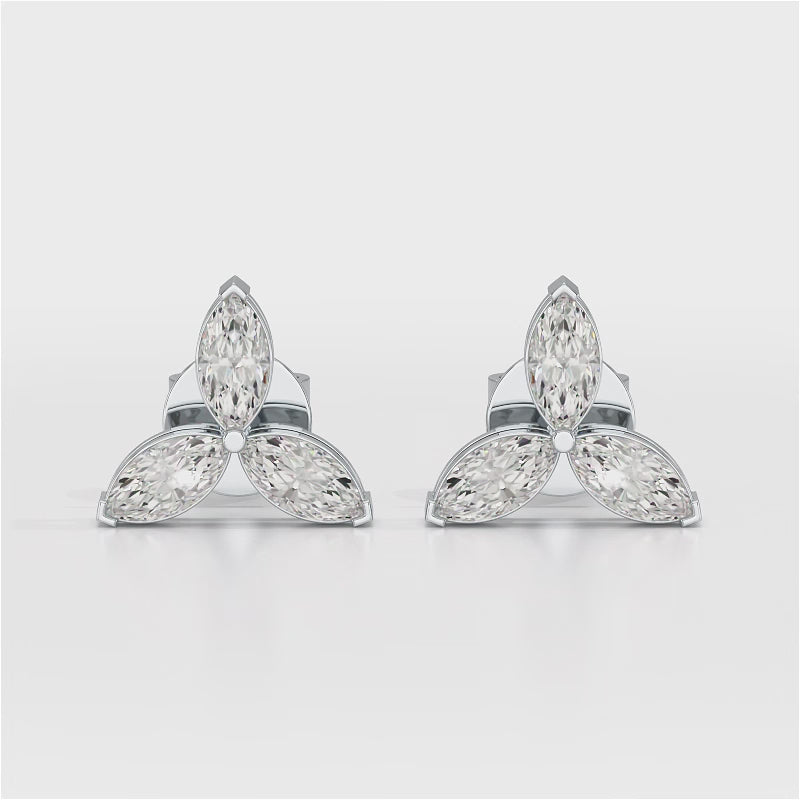 1 CT Trio Marquise Cut Diamond Stud Earrings