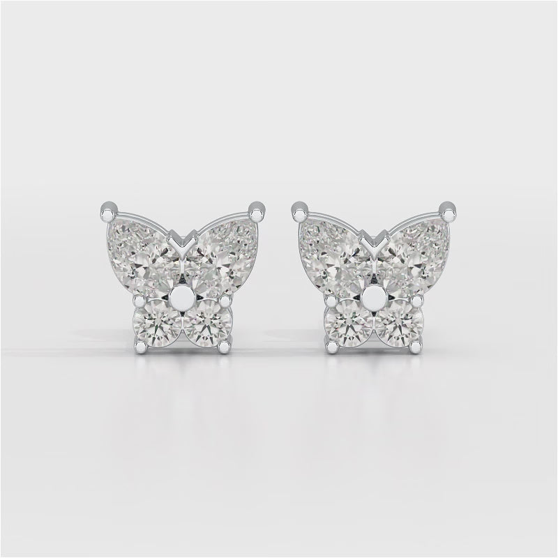 1.50 CT Butterfly Shape Lab Diamond Stud Earring