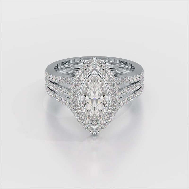 2.25 CT Marquise Cut Halo Lab Diamond Ring